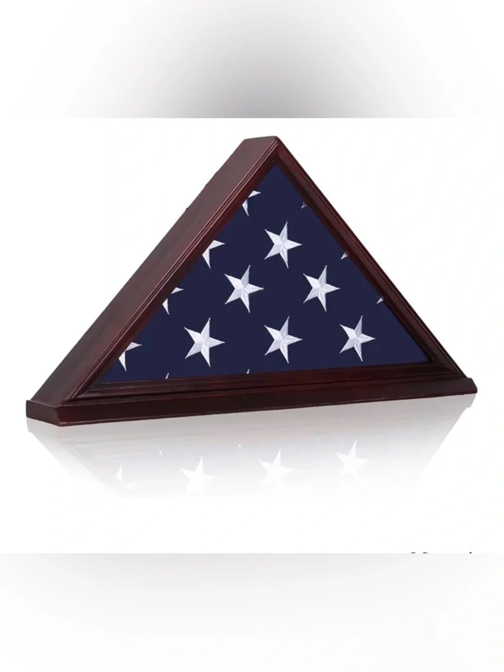 $60 Triangular Flag Display Case - Walnut Frame - Picture 2 of 6